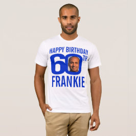 Camiseta Plantilla de foto de nombre personalizado azul de