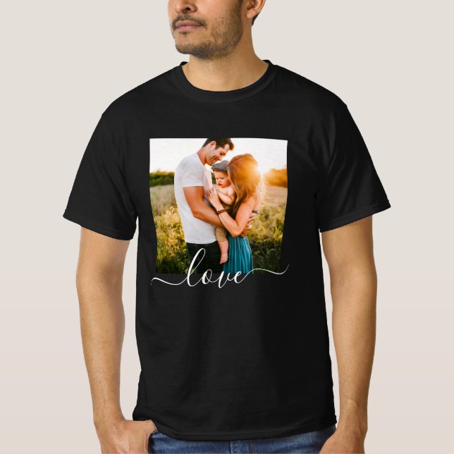 Camiseta Plantilla de fotografía única Amor Texto negro (Anverso)