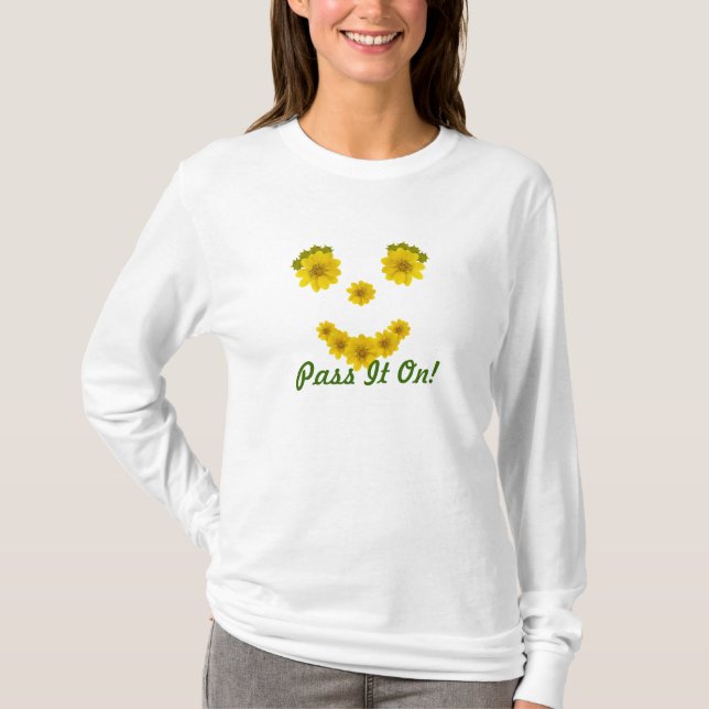 Camiseta Plantilla de Fotos de Sonrisas de Flores Divertida (Anverso)