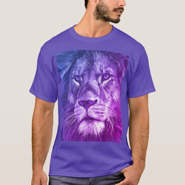 Camiseta Plantilla de la cara de león de animales de las ca (Anverso)