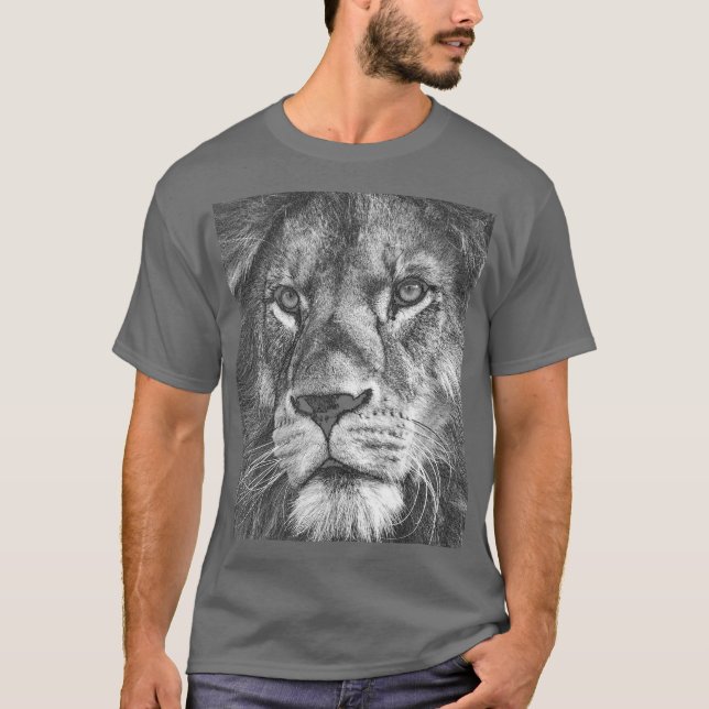 Camiseta Plantilla de la cara de león de animales masculino (Anverso)