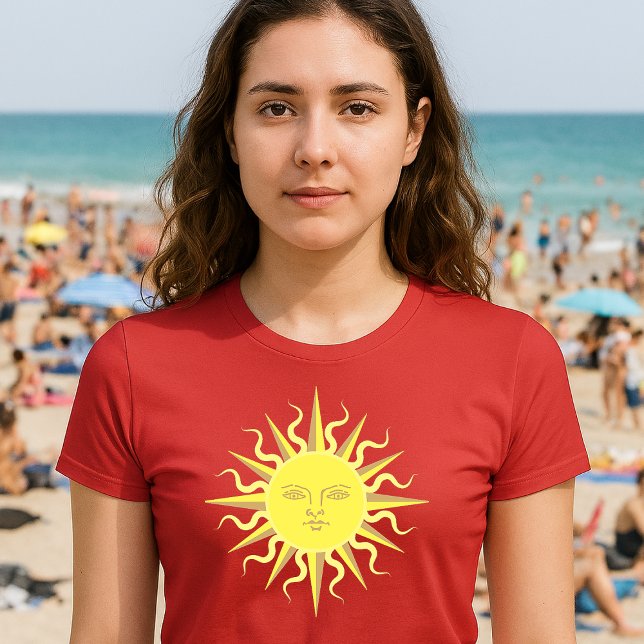 Camiseta Plantilla de la cara de sol inflamante (Subido por el creador)