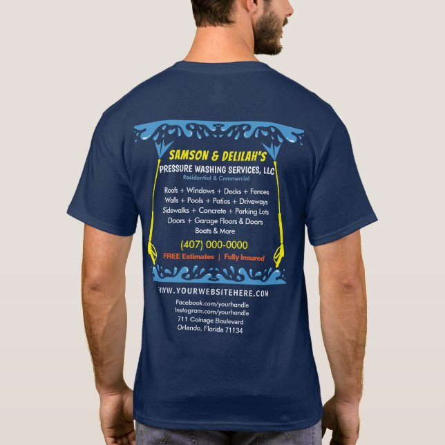 Camiseta Plantilla de lavado y limpieza de presión (Reverso)