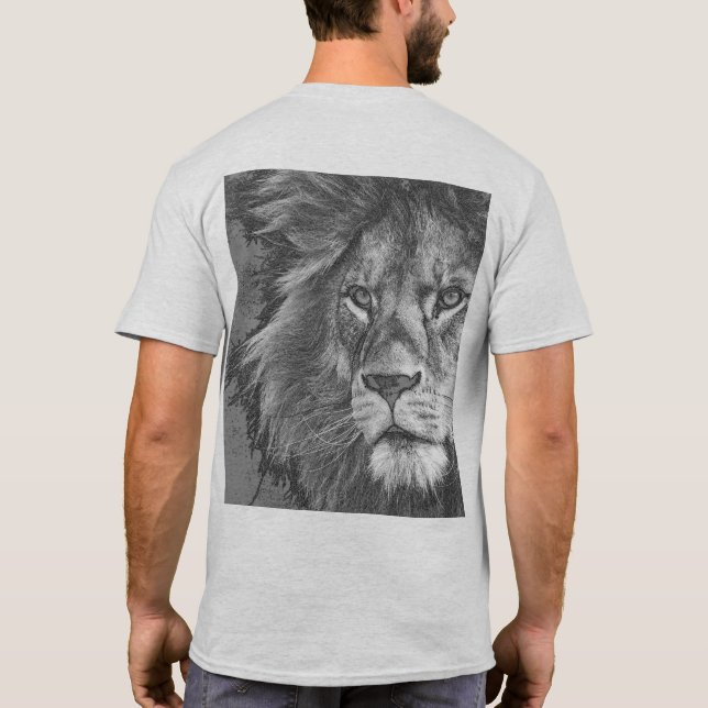 Camiseta Plantilla de Lion Face Pop Art Mens Moderno (Reverso)