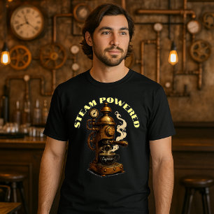 Camiseta Plantilla de máquina de café Steampunk Espresso