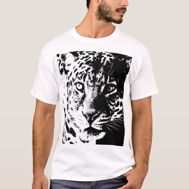 Camiseta Plantilla de Mens Tee Shirts Pop Art Animal Leopar (Anverso)