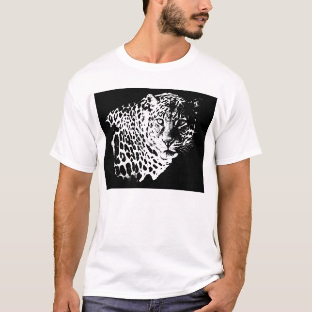 Camiseta Plantilla de moda de arte pop de cabeza de leopard (Anverso)