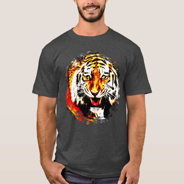 Camiseta Plantilla de moda moderna de cabeza de tigre (Anverso)