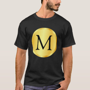 Camiseta Plantilla de monograma elegante de aspecto dorado 
