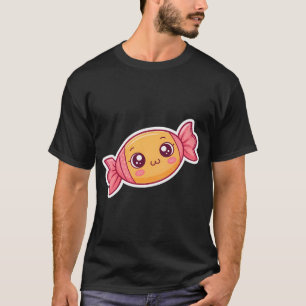 Camiseta plantilla de pegatina con personaje kawaii de cara
