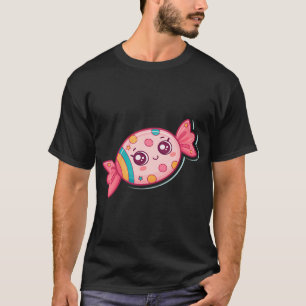 Camiseta Plantilla de pegatina con personaje kawaii de cara
