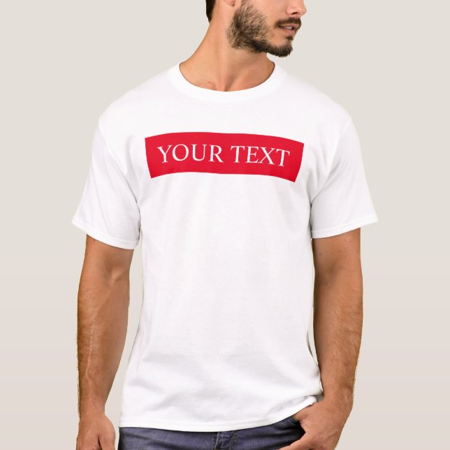 Camiseta Plantilla de personalizable Mens Modern Red White  (Anverso)