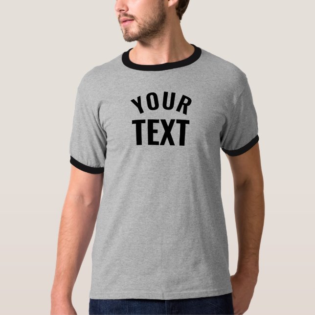 Camiseta Plantilla de personalizado Ringer Gray Black básic (Anverso)