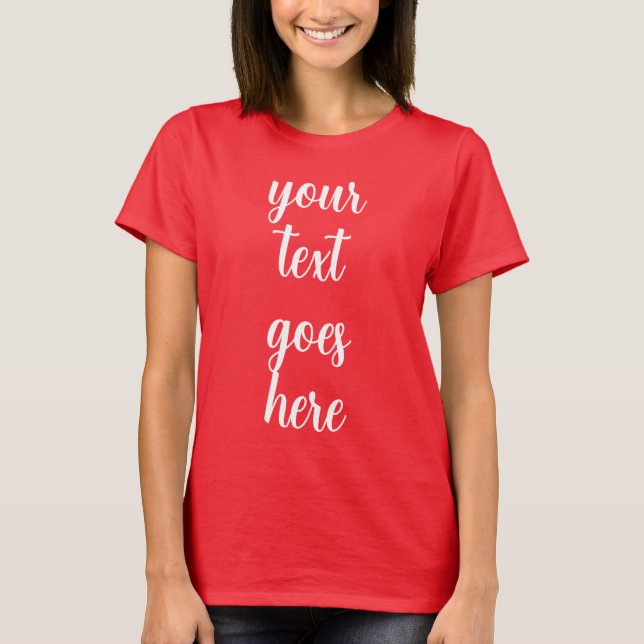 Camiseta Plantilla de Personalizado rojo profundo femenino  (Anverso)