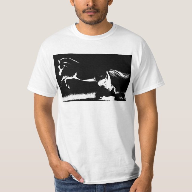 Camiseta Plantilla de pop Art Mens Curvet Horse Moderno Bla (Anverso)