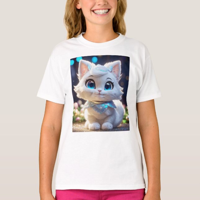 Camiseta Plantilla de ropa de chicas Niños Chicas gatitos (Anverso)