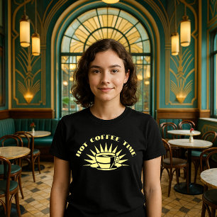 Camiseta Plantilla de tiempo de café caliente de Art Deco r