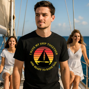 Camiseta Plantilla de vela de velero y velero retro
