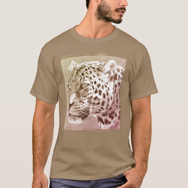 Camiseta Plantilla elegante moderna de cabeza de leopardo d (Anverso)