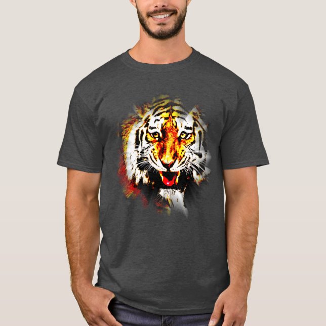 Camiseta Plantilla elegante moderna de cabeza de tigre pers (Anverso)