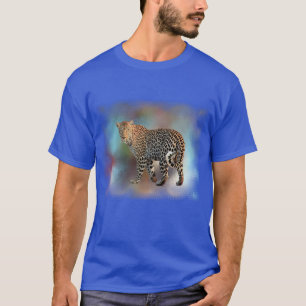 Camiseta Plantilla elegante y moderna del Leopardo Azul Pro