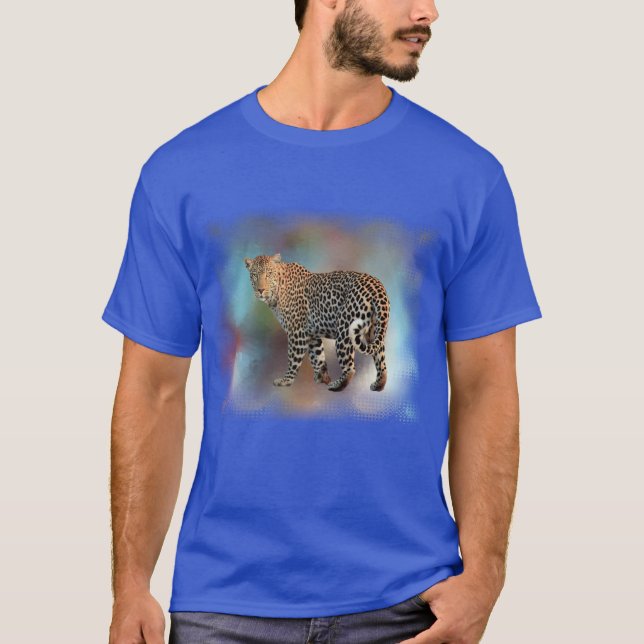 Camiseta Plantilla elegante y moderna del Leopardo Azul Pro (Anverso)