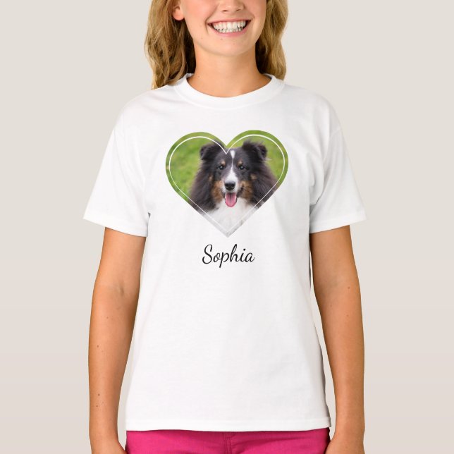 Camiseta Plantilla fotográfica Mascota de forma cardíaca co (Anverso)