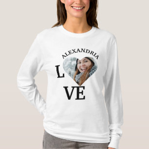 Camiseta Plantilla moderna de fotografía de corazón de amor