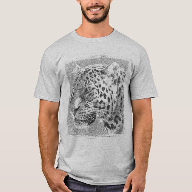Camiseta Plantilla moderna de la cabeza del leopardo gris d (Anverso)