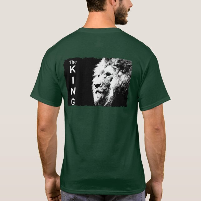 Camiseta Plantilla moderna de león de Pop Art verde bosque  (Reverso)