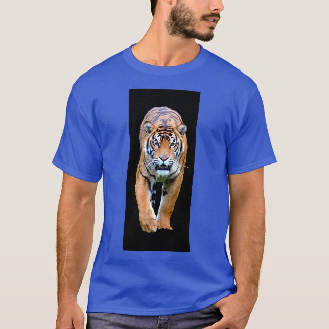 Camiseta Plantilla moderna del tigre de color azul profundo (Anverso)