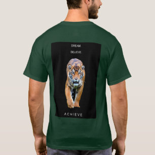 Camiseta Plantilla motivacional Sueño cree en lograr tigre