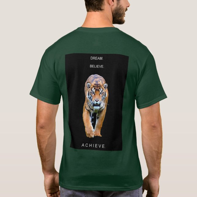Camiseta Plantilla motivacional Sueño cree en lograr tigre (Reverso)
