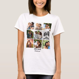Camiseta Plantilla personalizada de 9 Collages de fotos par