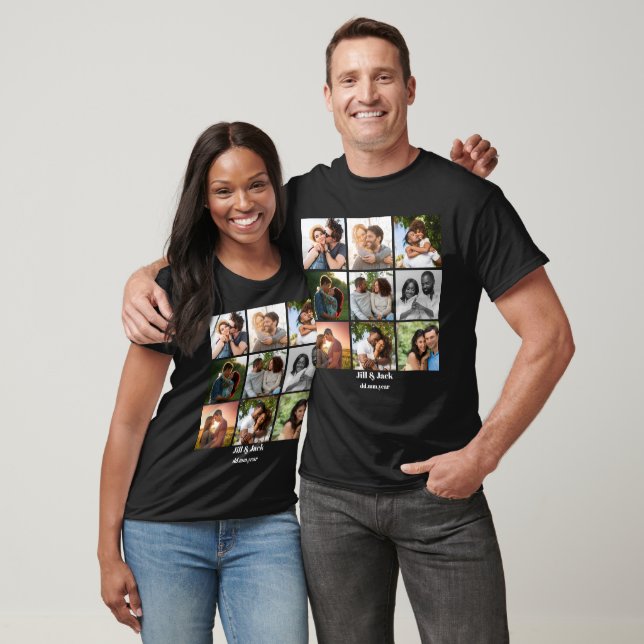 Camiseta Plantilla personalizada de 9 Collages de fotos par (Unisexo)