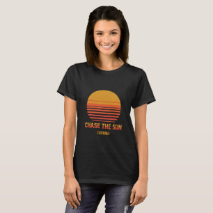 Camiseta Plantilla personalizada de puesta de sol retro 'Pe