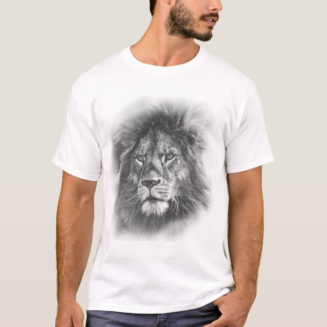 Camiseta Plantilla Pop Art Leon Face Modern Elegant Mens (Anverso)