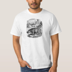 Camiseta Plantilla retra de los hipopótamos del bebé del