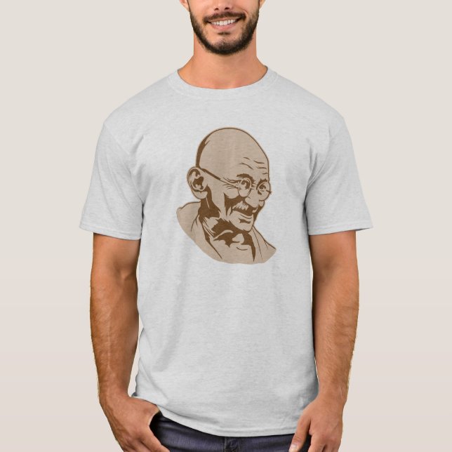 Camiseta plantilla retra del retrato de la India del gandhi (Anverso)