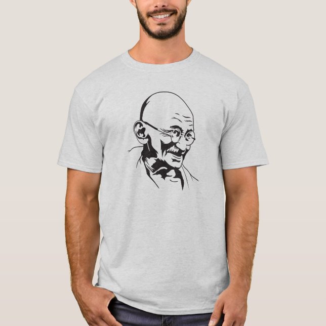 Camiseta plantilla retra del retrato de la India del gandhi (Anverso)
