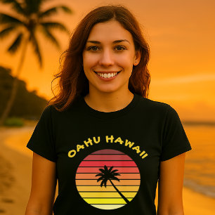 Camiseta Plantilla Retro Sunset de Palm Tree