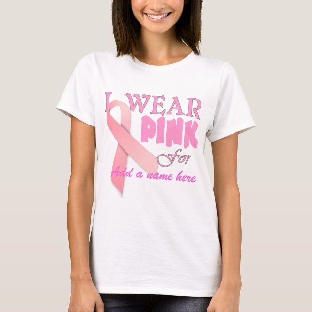 Camiseta Plantilla T de la cinta del rosa de la conciencia (Anverso)