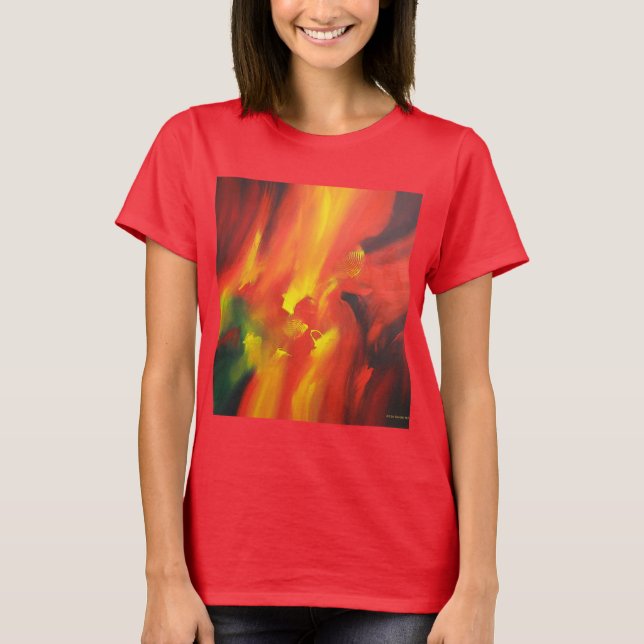Camiseta Plantilla Verde Amarillo Resumen Arte Elegante Bla (Anverso)
