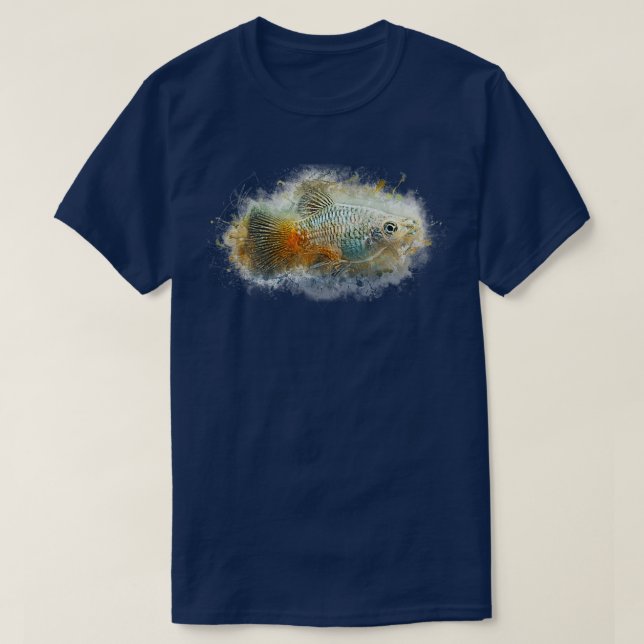 Camiseta Plata Azul Xiphophorus maculatus (Diseño del anverso)