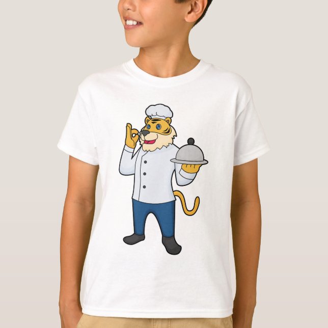 Camiseta Plata de gorra del chef del Cocinero del Tigre (Anverso)