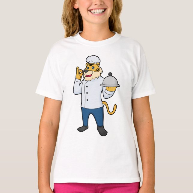 Camiseta Plata de gorra del chef del Cocinero del Tigre (Anverso)