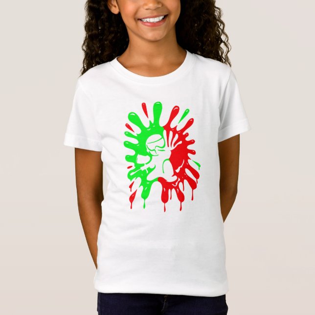 Camiseta Plata de Paintball verde y rojo y mascota (Anverso)