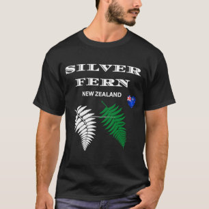Camiseta Plata Fern de Nueva Zelanda Bandera de Nueva Zelan