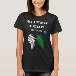 Camiseta Plata Fern de Nueva Zelanda Bandera de Nueva Zelan