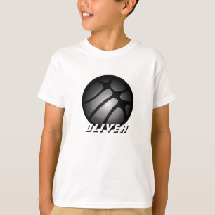 Camiseta Plata Metálica Negro Baloncesto Ball Nombre T-Shir